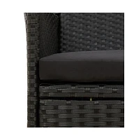 Patio Chairs with Cushions 2 pcs Poly Rattan Black