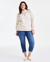 Style & Co Plus Embroidered Half-Zip Sweatshirt, Exclusively at Macy's