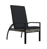 vidaXL Sun Lounger with Footrest Pe Rattan Gray