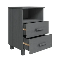 vidaXL Bedside Cabinet Hamar Dark Gray 15.7"x13.8"x24.4" Solid Wood Pine