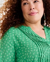 Style & Co Plus Printed Pintuck Blouse, Exclusively at Macy's