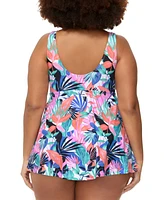 Raisins Curve Plus Lucia Printed Knot-Front Swim Dress