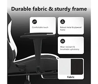 Massage Gaming Chair for Adult, Reclining Computer Chair with Footrest and Headrest, Height Adjustable Office Chair with 360°-Swivel Castors