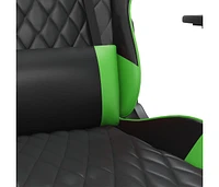 Massage Gaming Chair with Footrest Black&Green Faux Leather