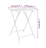 vidaXL 3 Piece Folding Bistro Set Solid Wood Teak and Steel