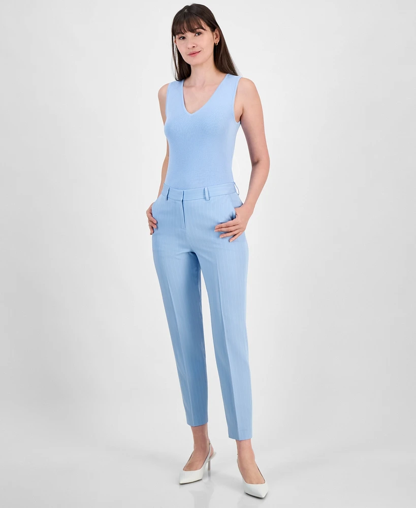 Tahari Asl Women's Mid Rise Pinstripe Classic Pants