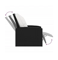 Patio Reclining Chair with Cushions Black Poly Rattan