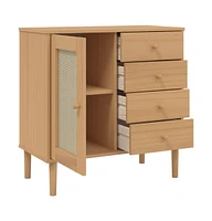 Sideboard Senja Rattan Look Brown 31.5"x15.7"x31.5" Solid Wood Pine