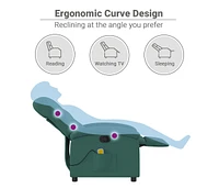 Massage Recliner Chair Dark Green Fabric