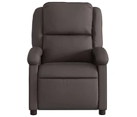 Massage Recliner Chair Dark Brown Real Leather