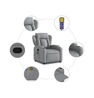 vidaXL Light Gray Fabric Recliner Chair with 6-Point Vibration Massage, Adjustable Backrest & Footrest, Cup Holders, Side Pocket, Padded Seat, Perfect