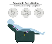 Massage Recliner Chair Dark Green Fabric