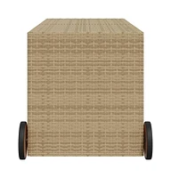vidaXL Garden Storage Box with Wheels Mix Beige Gal Poly Rattan