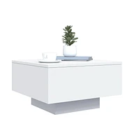 vidaXL Coffee Table with Led Lights White 21.7"x21.7"x12.2"