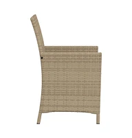 vidaXL 3 Piece Bistro Set with Cushions Beige Poly Rattan