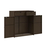 vidaXL Patio Storage Cabinet Brown 41.3"x21.7"x44.5" Poly Rattan