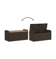 vidaXL Storage Bench with Cushion Brown 45.3"x20.1"x20.5" Poly Rattan