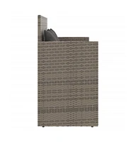 vidaXL Patio Bench with Cushions Gray Poly Rattan