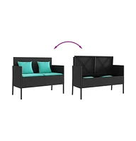 vidaXL Patio Bench with Cushions Poly Rattan