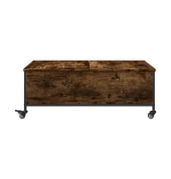 vidaXL Coffee Table with Wheels Smoked Oak 35.8"x21.7"x13.4" Engineered Wood