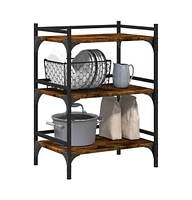 vidaXL Kitchen Trolley Smoked Oak 19.7"x13.8"x29.7" Engineered Wood