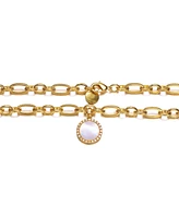 14k Gold Plated Mother of Pearl Chain Link Necklace