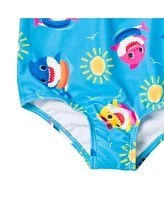 Pinkfong Baby Girls Shark Zip Up One Piece Bathing Suit