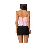 Edikted Womens Deirdre Mesh Lace Up Corset