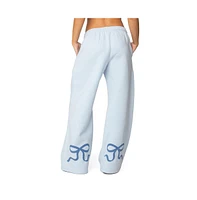 Edikted Womens Bonney Bow Detail Sweatpants
