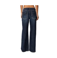 Edikted Womens Stassie Studded Low Rise Jeans