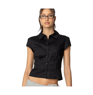 Edikted Womens Massie Tailored Button Up Shirt