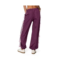 Edikted Womens Bow Stripe Nylon Track Pants