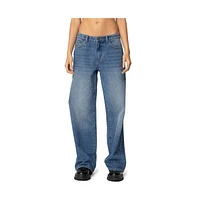 Edikted Womens Nyc Washed Low Rise Jeans