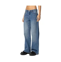 Edikted Womens Nyc Washed Low Rise Jeans