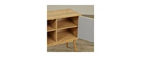 Slickblue Mid-Century Modern Console Table Storage Cabinet with Solid Wood Legs