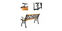 Slickblue Flowers Outdoor Patio Park Cast Iron Garden Porch Chair Bench