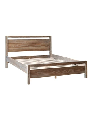 Slickblue Farmhouse Traditional Rustic Pine Platform Bed for Cozy Bedroom Decor