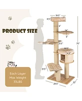 Gymax 75'' Modern Cat Tree Multi-Level Large Cat Tower w/ Hammocks