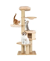 Gymax 75'' Modern Cat Tree Multi-Level Large Cat Tower w/ Hammocks