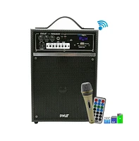 Pyle 300W Bluetooth Portable Pa Speaker System with Mic, Fm Radio, Rechargeable Battery