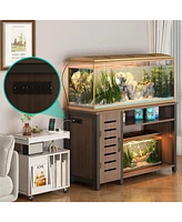 gaomon 55-75 Gallon Fish Tank Stand with Power Outlets, Heavy Duty Metal Aquarium Stand with Cabinet for Fish Tank Accessories Storage