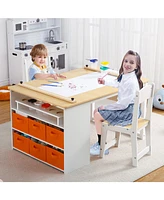 gaomon Kids Art Table and 2 Chairs with Storage Bins,Toddler Activity Table