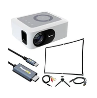 Impecca 120” Portable Home Theater Projector, 80 Ansi Lumens, 720P, Includes Usb-c to Hdmi & Accessory Kit