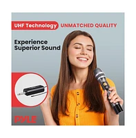 Pyle Uhf Wireless Microphone System - Handheld Mic, Headset Mic, Lavalier Mic & Beltpack Transmitter