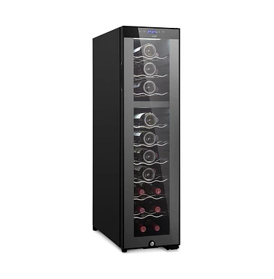 NutriChef Wine Chilling Refrigerator, 27-Bottle Capacity, Digital Touch Control, Compressor Fan Cooling