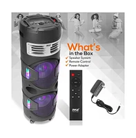 Pyle Portable Bluetooth Pa Speaker & Microphone System with Led Lights, MP3/Usb Reader, Fm Radio