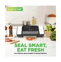 NutriChef Deluxe Vacuum Sealer with Front Handle and Roll Cutter for Food Storage (Black)