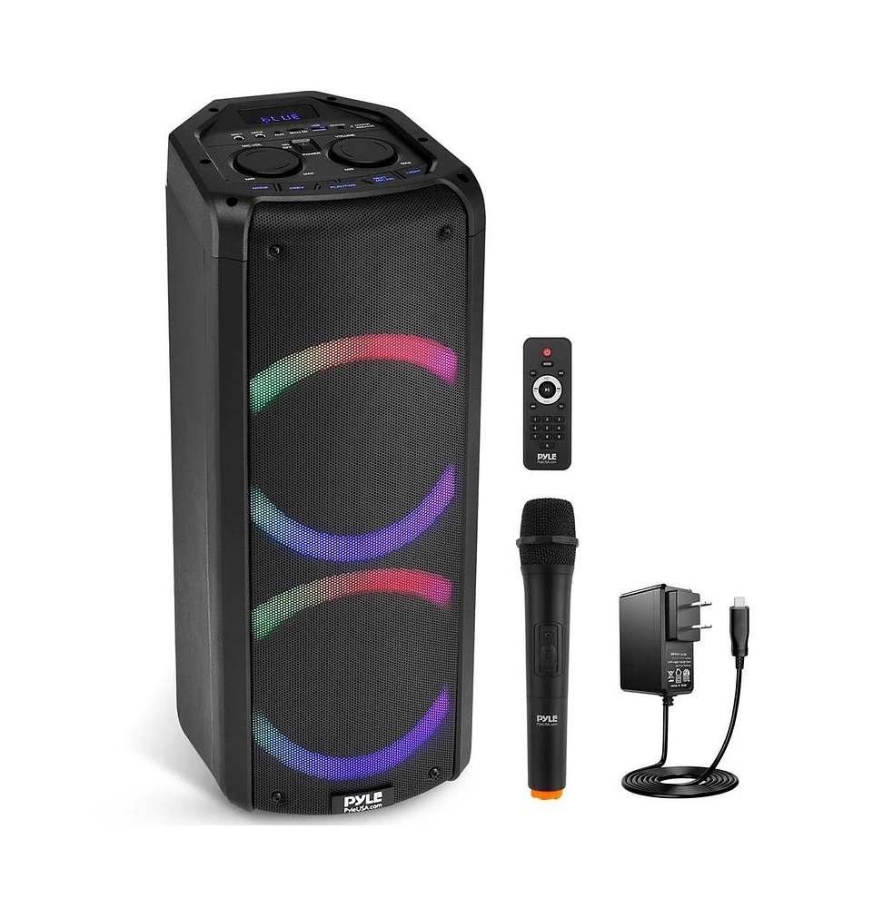 Pyle Dual 6.5" Multi-Purpose Wireless Pa Speaker System with Bluetooth, Party Lights & Rechargeable Battery