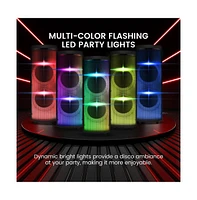 Pyle Dual 12" Bluetooth Portable Pa Party Speaker with Led Lights, Rechargeable Battery & Fm Radio