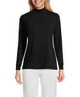 Lands' End Women's School Uniform Tall Relaxed Cotton Long Sleeve Mock Turtleneck
